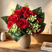 18 Köpfe Seiden-Kunstrosenstrauß im modernen Stil, handgefertigt für Hochzeiten, Valentinstag, Ostern, Tischdekoration, Bogenhintergrund