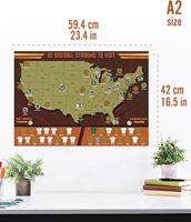 Diseño personalizado de 24x17 pulgadas, seguimiento de viaje, mapa de póster de EE. UU. con paquete de tubo, póster para rascar con accesorios únicos