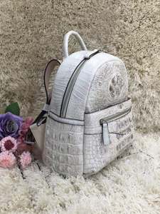 Women's Luxury Fashion Crocodile Leather <b>Waterproof</b> Portable <b>Backpack</b> Retractable Strap Zipper Closure Classic Design - Product Image 6