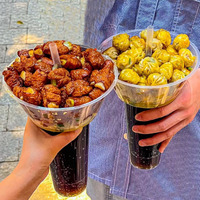 MOQ 40 Sets 700ml Snack-Schalen und 700ml Plastikbecher für Takeaway, Dampfgarer-Becher mit Trinkhalm im Set