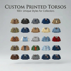 Torsos personnalisés imprimés universels pour figurines Small Block - Pièces de corps MOC de styles variés (compatible avec les séries WM/PG/XH) - Product Image 1