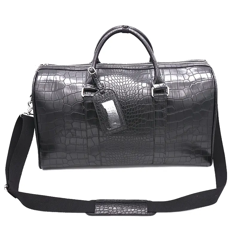 Luxus benutzer definierte Krokodil muster Leder Reisetasche Gepäck Reisetasche mit Riemen