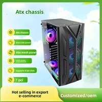 Boîtier d'ordinateur de bureau vertical ATX pour jeux avec ports USB 3.0 et panneau latéral en verre trempé, cabinet d'ordinateur à vue complète, unique