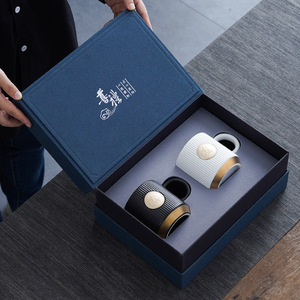 Juego de Tazas de Té de Porcelana Doble de Lujo de 12 oz al por Mayor, con Logotipo de Cobre Personalizado y Caja de Regalo, <span class=keywords><strong>Taza</strong></span> de Café de Cerámica para Regalo Promocional - Product Image 3