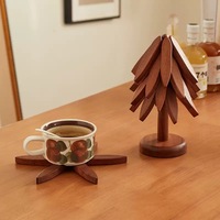 Set de table isolant en bambou à motif d'arbre, style chinois, forme irrégulière, haut de gamme, couleur noyer, pour cuisine