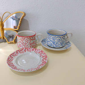 Vintage Rose Porcelana Xícara de Café e Placa Set 200ml Capacidade Máquina de lavar louça e Microondas Seguro Tarde Chá Presente Lembrança - Product Image 1
