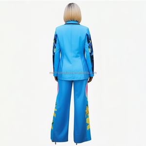 Conjunto de Blazer con Estampado Floral Personalizado <span class=keywords><strong>para</strong></span> <span class=keywords><strong>Mujer</strong></span>, <span class=keywords><strong>Traje</strong></span> de Dos Piezas <span class=keywords><strong>para</strong></span> Dama - Product Image 2