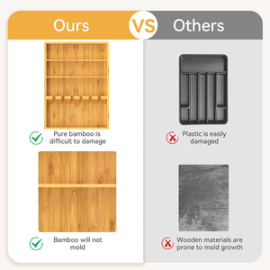 Bamboo <b>Drawer</b> Organizer With Dividers For Silverware And Utensils <b>Storage</b> Wooden <b>Box</b> Rectangular Eco Friendly 18L Capacity - Product Image 4