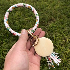 Tongxin สร้อยข้อมือ PU พวงกุญแจสไตล์จีนดอกโบตั๋นดอกแดฟโฟดิลดอกกุหลาบสร้อยข้อมือหนังพู่ระย้า - Product Image 6