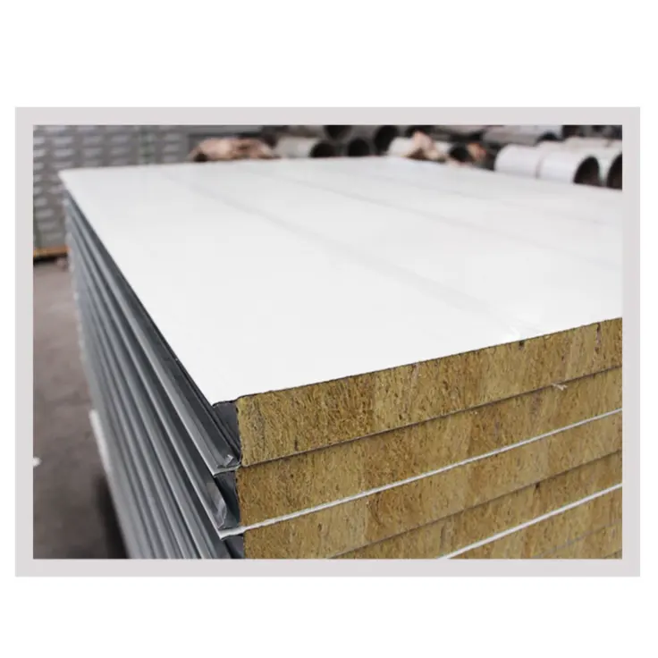 Panel sándwich de material de lana de roca o eps, aislamiento de acero para techos y paredes, precio de fábrica