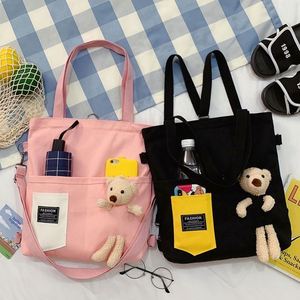 Wholesale New Design Cartoon Bear Cotton Canvas Tote Bag Custom Printed Logo for Shopping - Product Image 2