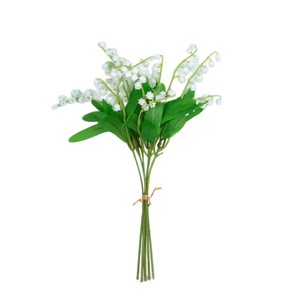 Bouquet de lys artificiels Gardenia et muguets blancs en plastique et soie pour mariage et décoration intérieure - Product Image 5