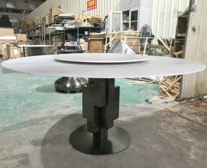 Nouveau design <span class=keywords><strong>de</strong></span> meubles <span class=keywords><strong>de</strong></span> cuisine JS D30, <span class=keywords><strong>table</strong></span> <span class=keywords><strong>de</strong></span> salle à manger <span class=keywords><strong>de</strong></span> style industriel avec base <span class=keywords><strong>en</strong></span> métal noir, <span class=keywords><strong>table</strong></span> ronde <span class=keywords><strong>en</strong></span> pierre pour hôtel - Product Image 5