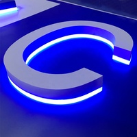 Enseigne lumineuse LED personnalisée en métal avec logo rétroéclairé, lettres en relief 3D, enseigne de magasin, enseigne murale, nom de l'entreprise