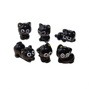 Figuras de Gato Negro de Resina, Lindas y Kawaii, con Expresiones de Emociones, Gatito que Abre la Ojera, <span class=keywords><strong>Triste</strong></span>, Enojado, con Ojos de Estrella, Adorno Coleccionable, Regalo para Amantes de los Gatos - Product Image 2