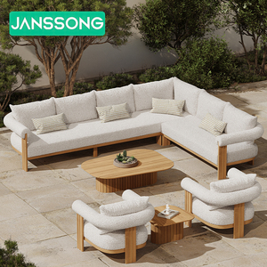 Set di Divani da Giardino per Hotel, Moderni Divani da Bordo Piscina, Mobili da <span class=keywords><strong>Esterno</strong></span> per Resort e Ville, Set di Mobili in Teak per Patio e Parco - Product Image 3