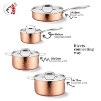 Ensemble de 8 Ustensiles de Cuisine Antiadhésifs en Cuivre et Acier Inoxydable 3 Couches, Batteries de Cuisine Non-Adhésives