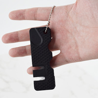 AJOTEQPT Mini aiguiseur de couteaux en céramique manuel à deux étages portable pour l'extérieur petits outils de cuisine pierre à aiguiser en acier inoxydable