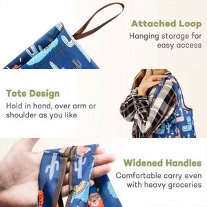 Eco Friendly Easy Carry Reusable Foldable Pocket Tote Grocery Bag Polyester <b>Folding</b> Shopping Bag - Product Image 6