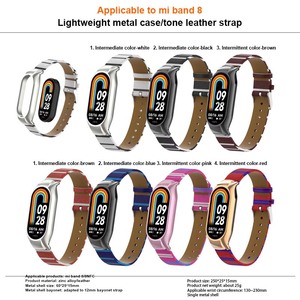 Bracelet en cuir souple universel BEEFLYPOWER Sports Personality avec coque métallique assortie pour Xiao <span class=keywords><strong>Mi</strong></span> <span class=keywords><strong>Band</strong></span> 8/8 NFC - Product Image 2
