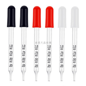 หลอดหยดแก้วเทียนจิง 1 มล. แบบมีขีดบอกปริมาตร สำหรับน้ำมันหอมระเหย ยาหยอดตาหู พร้อมปลายซิลิโคน - Product Image 2