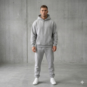 Ensemble de survêtement polaire <span class=keywords><strong>d</strong></span>'hiver pour homme, 2 pièces, avec sweat à capuche et pantalon de jogging, personnalisable avec logo, vente en gros, uni - Product Image 1