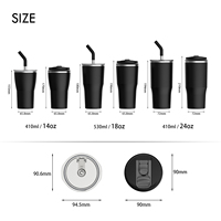 Gobelet isotherme personnalisé avec logo, 24 oz, en acier inoxydable, pour café chaud, avec pailles et poignée