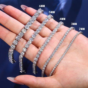 PROVENCE Stock Drop Shipping DEF 3MM VVS1 Moissanite Tennis Chain <b>Bracelet</b> 100% 925 Sterling <b>Silver</b> Diamond Tennis <b>Bracelet</b> - Product Image 2