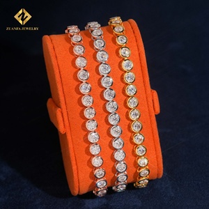 Bracelets de tennis de luxe unisexes ZUANFA JEWELRY en moissanite, argent 925 plaqué or 18 carats, taille brillant rond 4MM, sertissage clos - Product Image 1