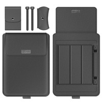 Housse pour ordinateur portable en polyester souple de 14 pouces, ultra-fine, protection intégrée, support intégré, étui pour ordinateur portable pour MacBook Pro/Air