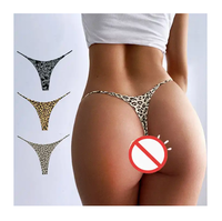Double Ice Silk Leopard Thin Belt Thong Sexy Knitted Breathable Lace T-back Bikini Underwear Women Low-rise Girl Bikini T Lift
