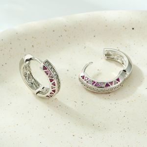 Huggie Earrings Geometric Micro Pave Zirconium Copper Alloy Women's Fashion Jewelry EA14365 - Product Image 1