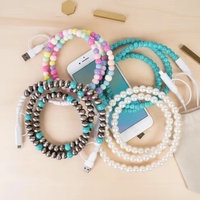 Nuevo Cable USB Tipo C de Carga Rápida con Cuentas de Resina Acrílica Estilo Bohemio y Transferencia de Datos - Regalo de Joyería