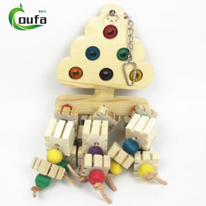 ของเล่นให้นกเคี้ยวทนทานสุดๆสำหรับนกแก้วนกกระตั้วนกกระตั้วสีสันสดใสกรงไม้พร้อมแขวนแกว่งและลูกปัดสำหรับนกหงส์หยก - Product Image 3