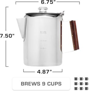 Nuova Tendenza 2026: <span class=keywords><strong>Caffettiera</strong></span> Americana in Acciaio Inox con 9 Tazze, Design Classico, Strumenti per Barista, Macchina da Caffè per Campeggio - Product Image 4