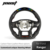 Volant personnalisé en fibre de carbone véritable avec affichage LED intelligent du régime pour Ford Ranger Raptor 2023-2026 – Amélioration intérieure