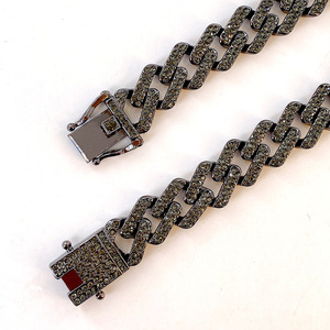 สร้อยคอฮิปฮอปแบบคิวบาสีดำขนาด 13 มม. สีเทา - Product Image 3