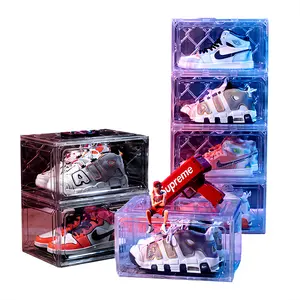 Vendita calda impilabile in plastica trasparente scatola di Sneaker fabbrica OEMODM scarpe pieghevoli trasparenti Organizer scatole e contenitori