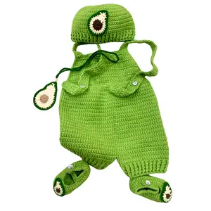 Bulk Supplier Großhandel Full Set Schuhe Stricken Baby Baumwolle und Wolle Kleidung Mädchen und Jungen Kostüm Kleidung Handgemachte Overalls