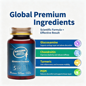 Capsules de glucosamine, chondroïtine, curcuma et MSM, formule avancée, complément alimentaire à base de plantes, 90 capsules - Product Image 1