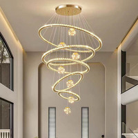 Lustre en cristal de luxe pour villa, salon à double hauteur, appartement loft, luminaires LED