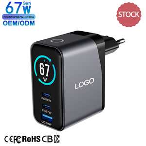 Caricabatterie Rapido IBD PD 67W con Display TFT, <span class=keywords><strong>Caricatore</strong></span> da Muro Multifunzione 3 in 1 con Spina US EU per <span class=keywords><strong>iPhone</strong></span>, Telefoni e Laptop - Product Image 1