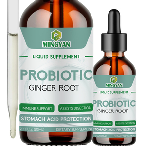 Gotas Líquidas de Jengibre Probiótico Orgánico OEM/ODM de Fábrica MY, 8 Cepas para la Salud Intestinal Inmunológica y Apoyo a la Digestión, Vegano, Sin Azúcar, 24 Meses - Product Image 1
