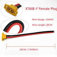 Cable de Extensión de Alimentación XT30 XT60 XT90 con Conector DC para Montaje en Panel a Cable Desnudo 12AWG 20A para Cargador de Batería