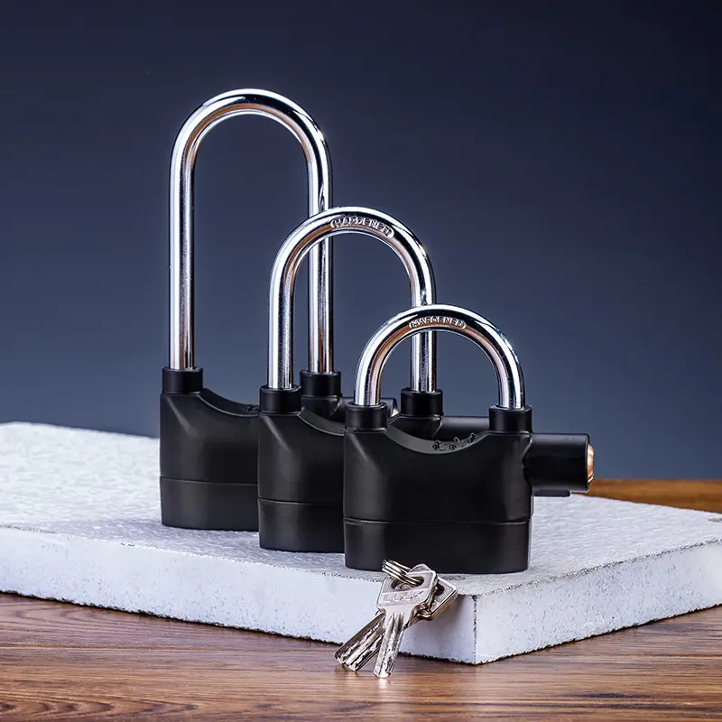 High decibel custom LOGO 110db alarm padlock anti-theft combination long and short heavy-duty key padlock alarm padlock