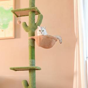 Pohon Kucing Mewah Modern 4 Tingkat Grosir dengan Bingkai Panjat Interaktif Kayu dan <span class=keywords><strong>Sisal</strong></span>, Tiang Garukan Kucing, Kemasan Karton - Product Image 4