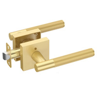 Serrure de porte de salle de bain moderne à contrôle tactile sans clé, poignée à motif de rouleau ambidextre, ensemble de serrures tubulaires carrées dorées