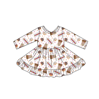 Robe florale pour petites filles, printemps, respirante, manches longues, nœud au dos, grande taille, mélange de coton, robe décontractée