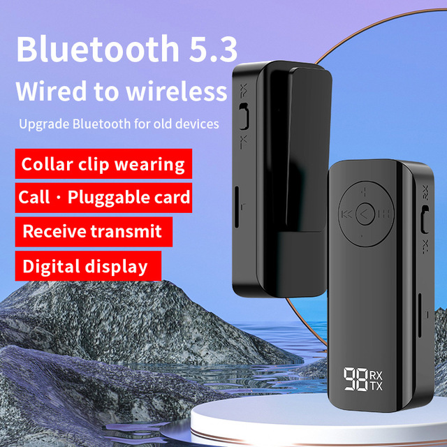 2-in-1 for Bluetooth 5.3 Receiver and Transmitter Large Battery Capacity Plastic Car Audio TV Adapter with High Quality Sound
