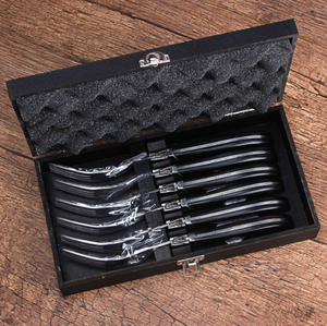 Fourchettes à steak <span class=keywords><strong>Laguiole</strong></span> Naixin Guangdong modernes et durables en acier inoxydable avec <span class=keywords><strong>manche</strong></span> en <span class=keywords><strong>bois</strong></span> noir de haute qualité, épaissies - Product Image 4